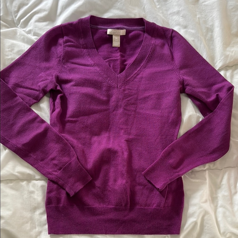Banana Republic Purple V-Neck Sweater
